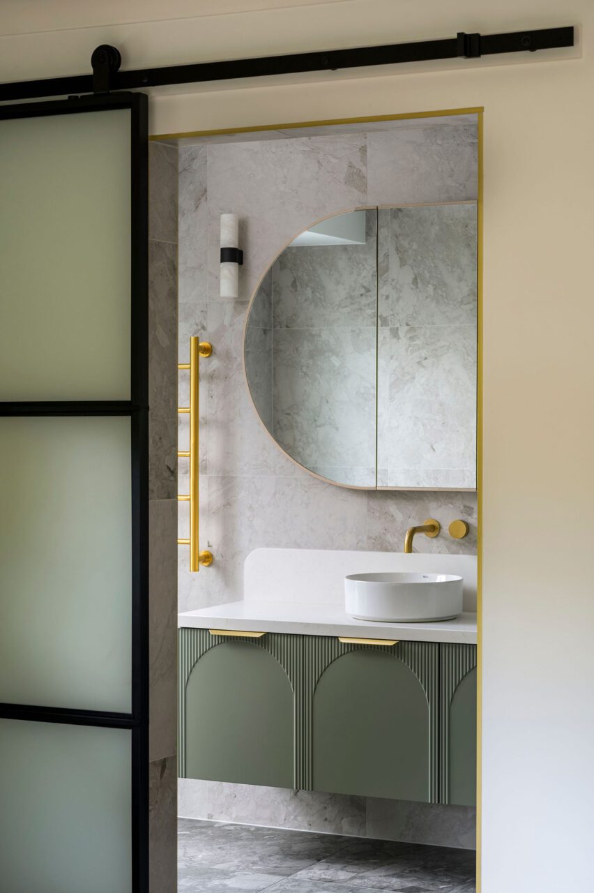 Bathroom Renovation Newcastle featuring art deco green colour scheme