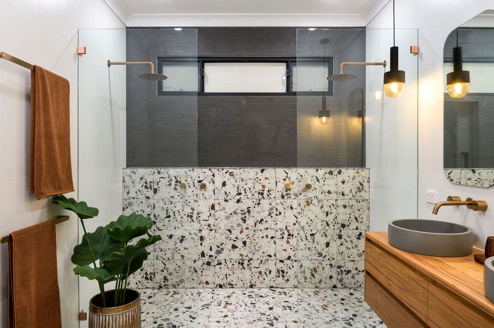Industrial Double Shower Bathroom