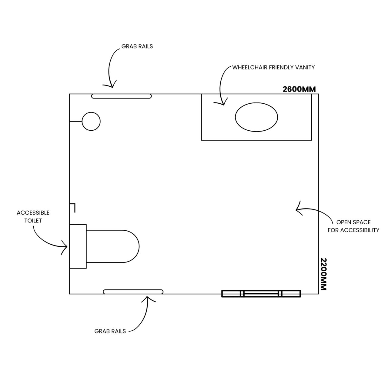 Accessibility Care Bathroom Floor Plan