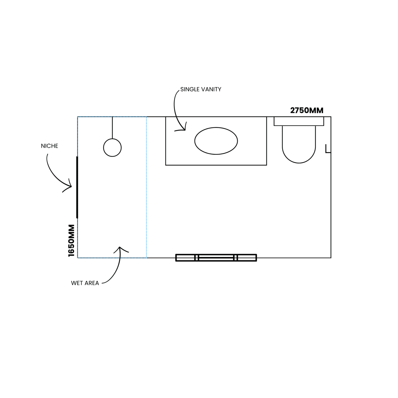 Contemporary Ensuite Bathroom Floor Plan