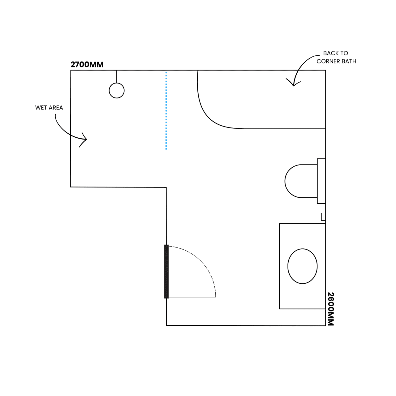 Glamorous Retro Bathroom Floor Plan
