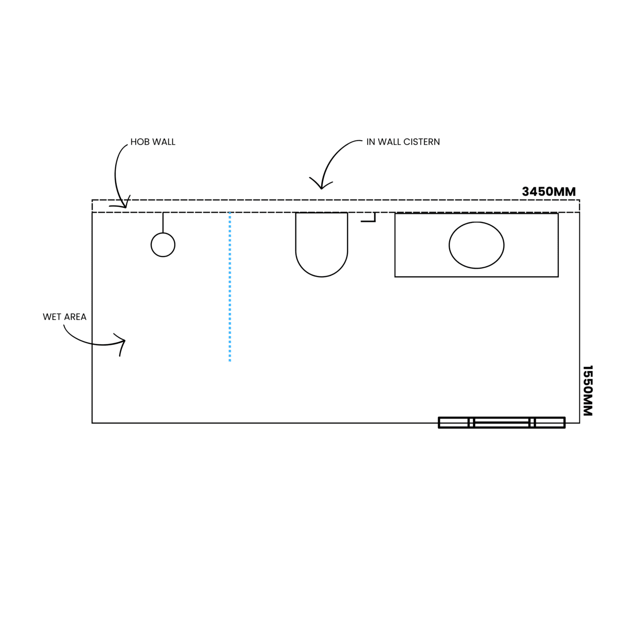 Long and Narrow Bathroom Floor Plan